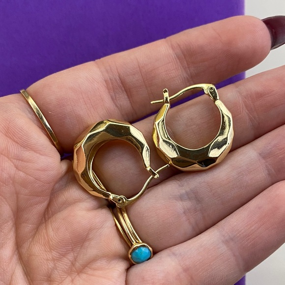 💛 Chic 18k Gold Plated Geometric Hoop Earrings - Picture 4 of 4